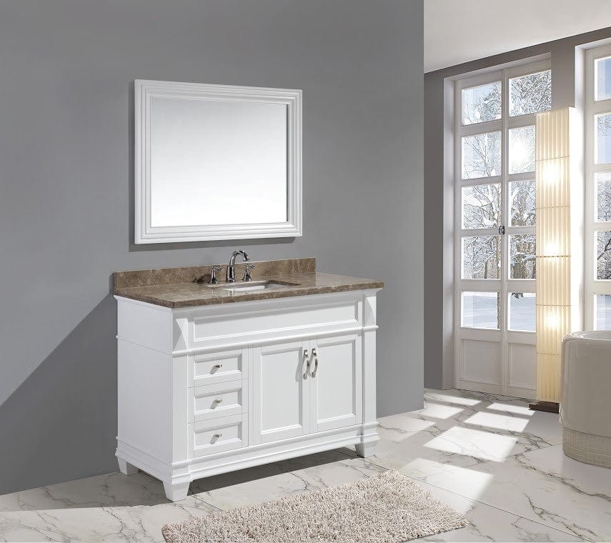 Design Element DEC059B-W-G | Hudson 48" Single Sink Vanity Set in White with Marble Top