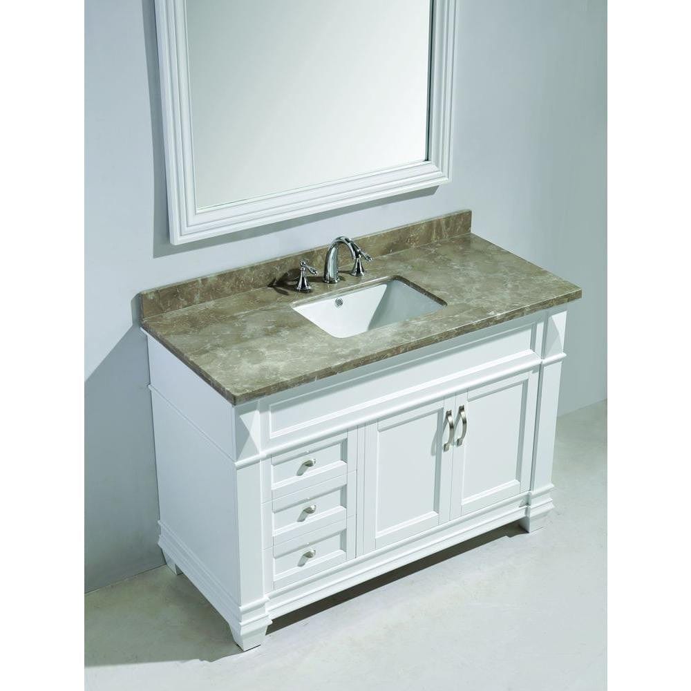 Design Element DEC059B-W-G | Hudson 48" Single Sink Vanity Set in White with Marble Top