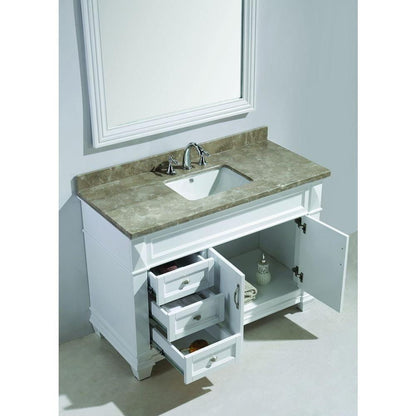 Design Element DEC059B-W-G | Hudson 48" Single Sink Vanity Set in White with Marble Top