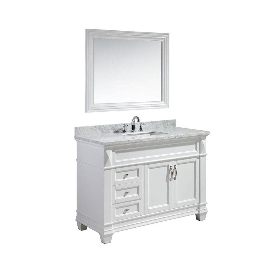 Design Element DEC059B-W-W | Hudson 48" Single Sink Vanity Set in White with White Carrara Marble Countertop (DEC059B-W-W)