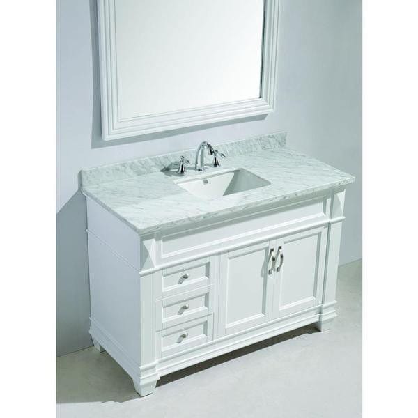 Design Element DEC059B-W-W | Hudson 48" Single Sink Vanity Set in White with White Carrara Marble Countertop