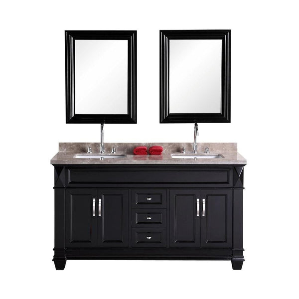Design Element DEC059C | Hudson 60 Double Sink Vanity Set in Espresso 