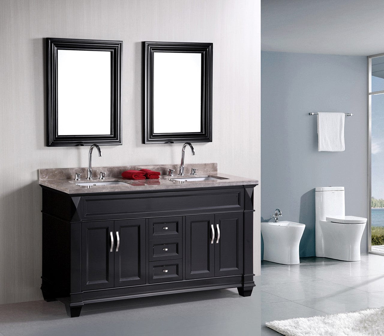 Design Element DEC059C | Hudson 60" Double Sink Vanity Set in Espresso