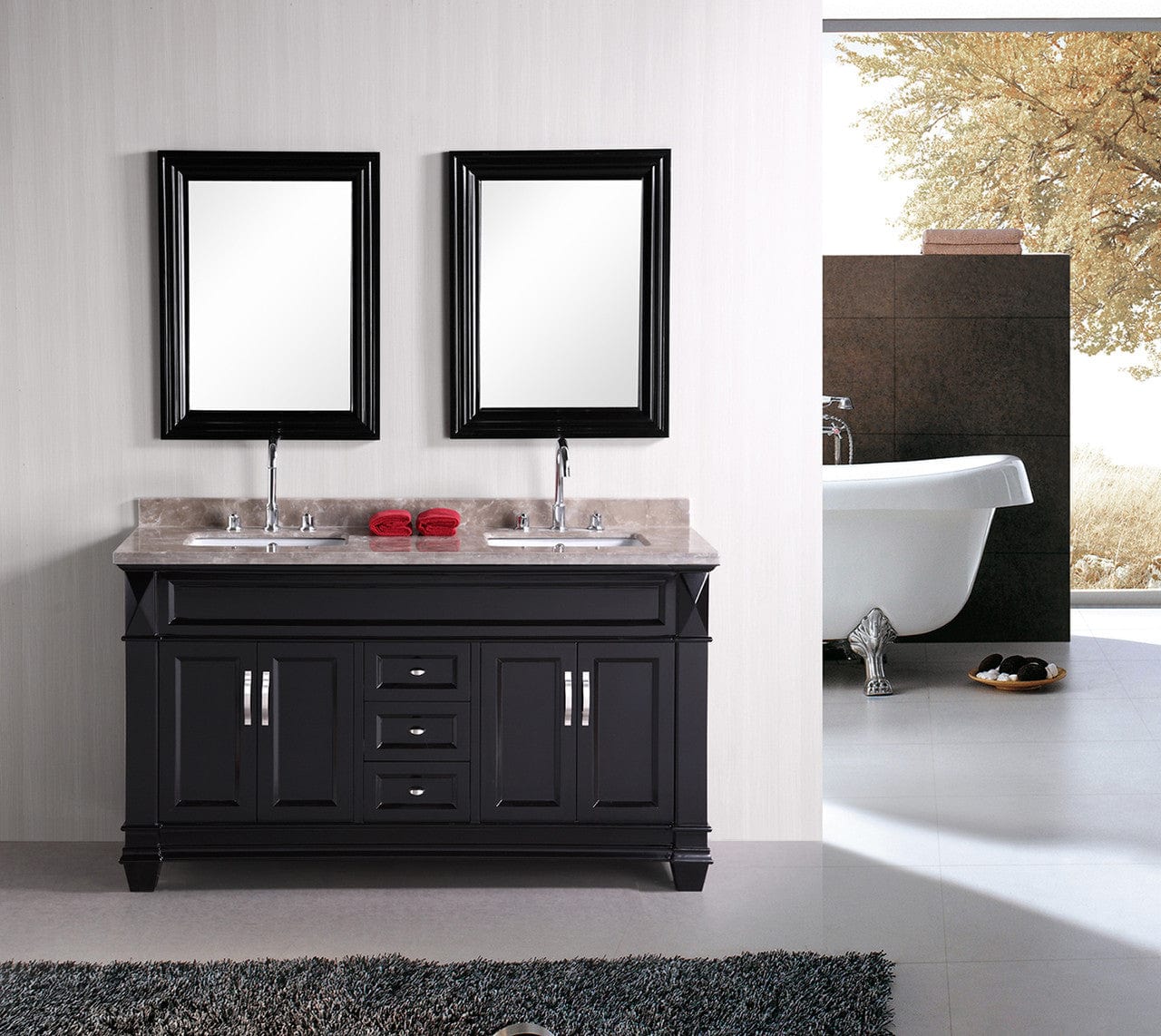 Design Element DEC059C | Hudson 60" Double Sink Vanity Set in Espresso