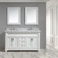 Design Element DEC059C-W-W | Hudson 60" Double Sink Vanity Set in White with White Carrara Marble Countertop