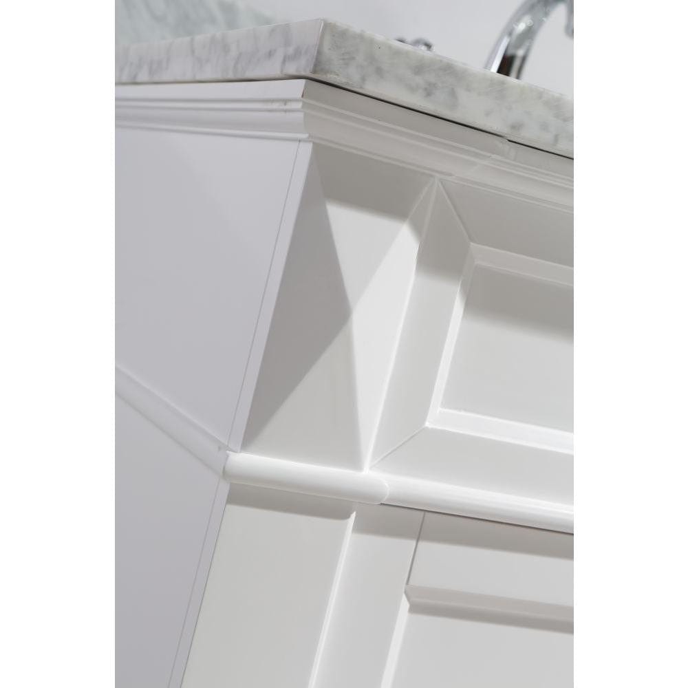 Design Element DEC059C-W-W | Hudson 60" Double Sink Vanity Set in White with White Carrara Marble Countertop