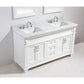 Design Element DEC059C-W-W | Hudson 60" Double Sink Vanity Set in White with White Carrara Marble Countertop