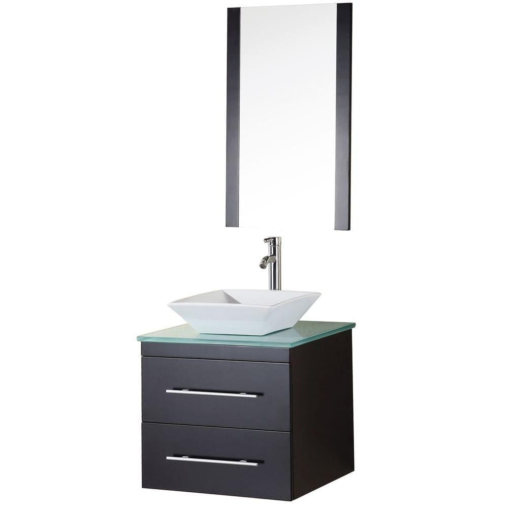 Portland 24" Single Sink - Wall Mount Vanity Set in Espresso