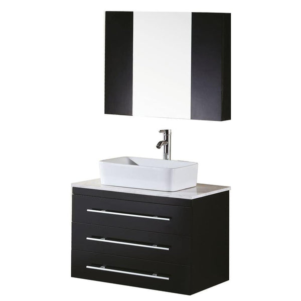 Design Element DEC071D | Portland 30 Single Sink - Wall Mount Vanity Set in Espresso