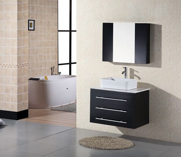 Design Element DEC071D | Portland 30" Single Sink - Wall Mount Vanity Set in Espresso