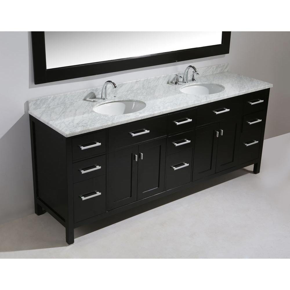 Design Element DEC076-84 | London Stanmark 84" Double Sink Vanity Set in Espresso Finish