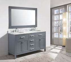 Design Element DEC076A-G | London Stanmark 61" Double Sink Vanity Set in Gray Finish