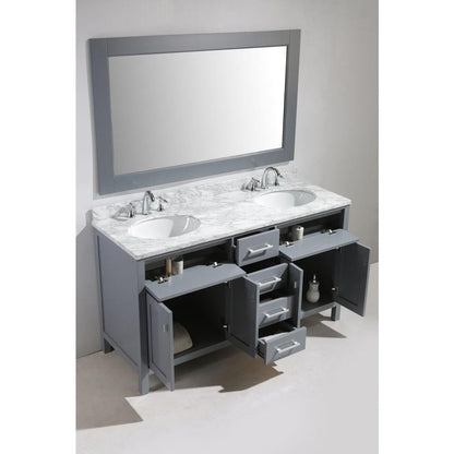 Design Element DEC076A-G | London Stanmark 61" Double Sink Vanity Set in Gray Finish