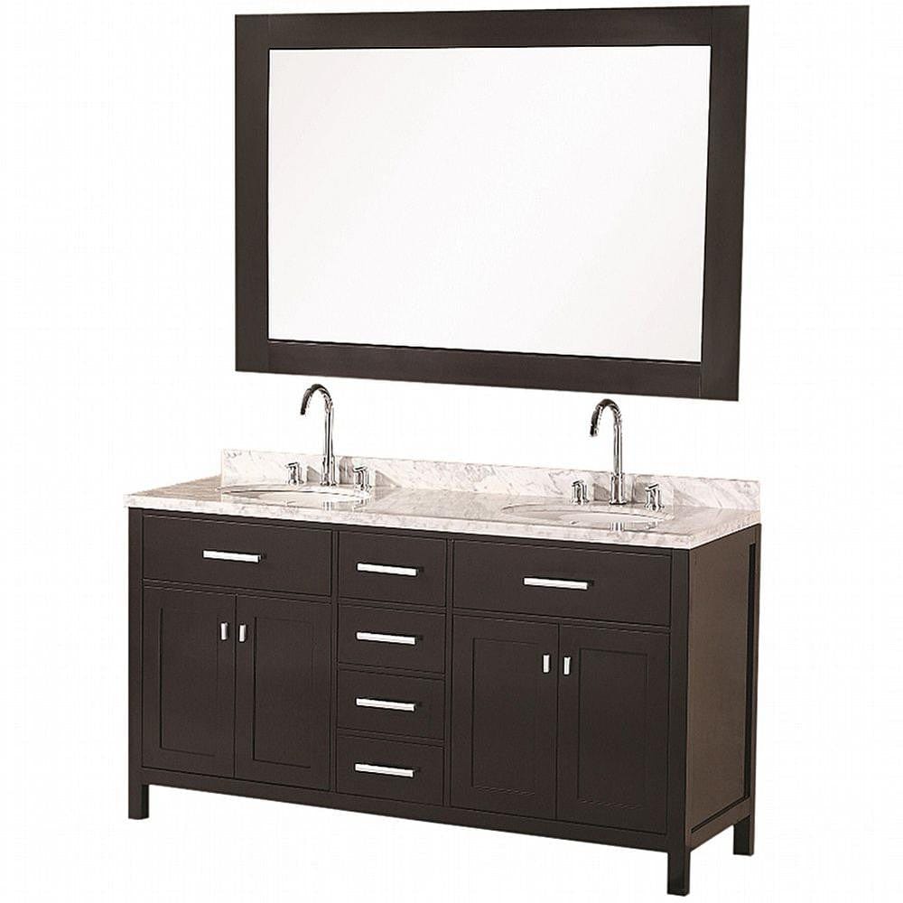 Design Element DEC076A | London Stanmark 61" Double Sink Vanity Set in Espresso