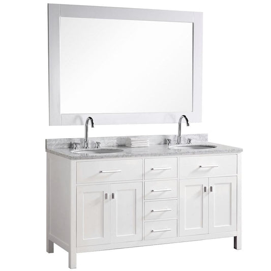 Design Element DEC076A-W | London 61" Double Sink Vanity Set in White