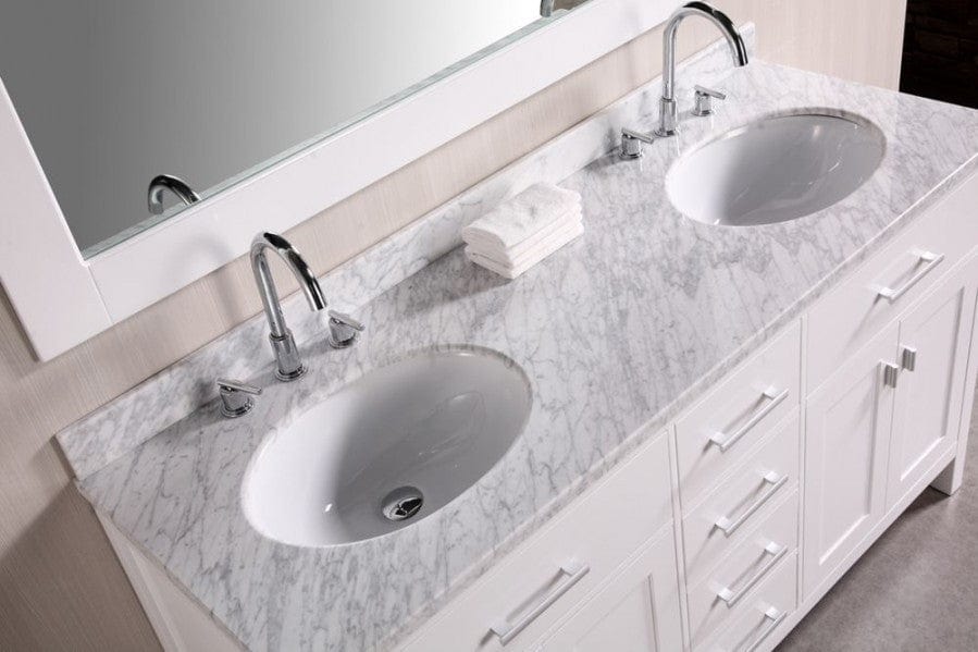 Design Element DEC076A-W | London Stanmark 61" Double Sink Vanity Set in White