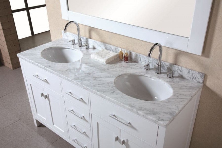 Design Element DEC076A-W | London Stanmark 61" Double Sink Vanity Set in White