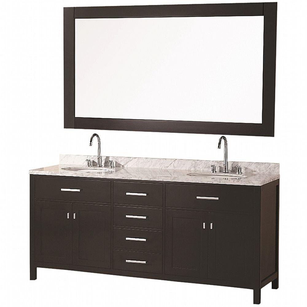 Design Element DEC076B | London 72" Double Sink Vanity Set in Espresso