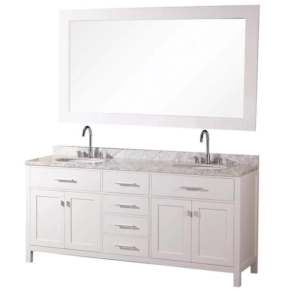 London 72" Double Sink Vanity Set in White