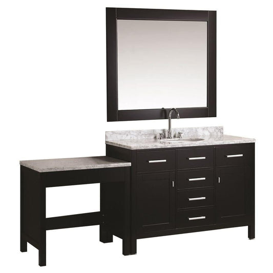 Design Element DEC076C_MUT | London Stanmark 48" Single Sink Vanity Set in Espresso Finish with Make-up table in Espresso