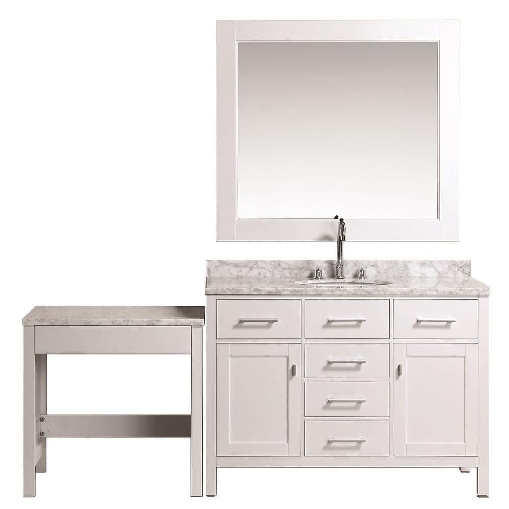 London 48" Single Sink Vanity Set in White Finish