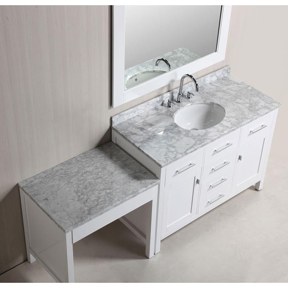 Design Element DEC076C-W_MUT-W | London Stanmark 48" Single Sink Vanity Set in White Finish with Make-up table in White