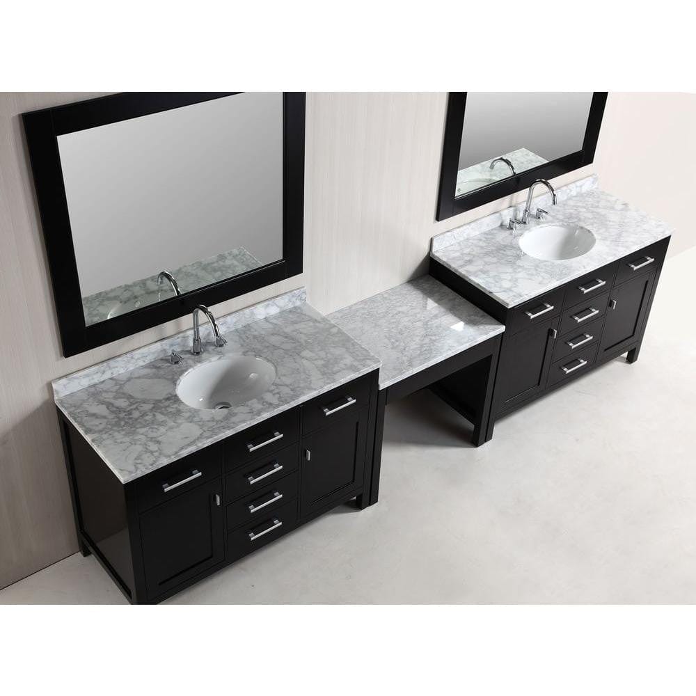 Design Element DEC076CX2_MUT | Two London Stanmark 48" Single Sink Vanity Set in Espresso Finish with One Make-up table in Espresso