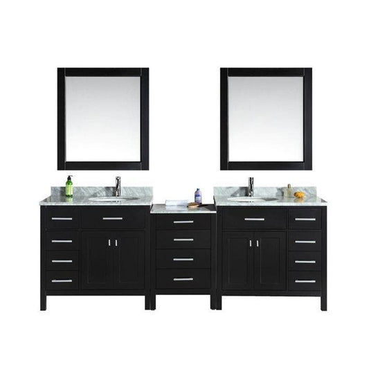 London 92" Double Sink Vanity Set in Espresso