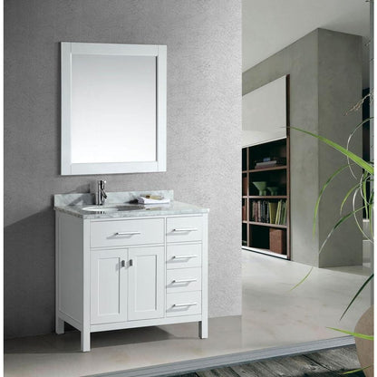 Design Element DEC076D-W-R | London Stanmark 36" Single Sink Vanity Set in White Finish with Drawers on the Right