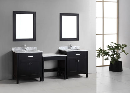 Design Element DEC076EX2_MUT | Two London 30" Single Sink Vanity Set in Espresso and One Make-up table in Espresso