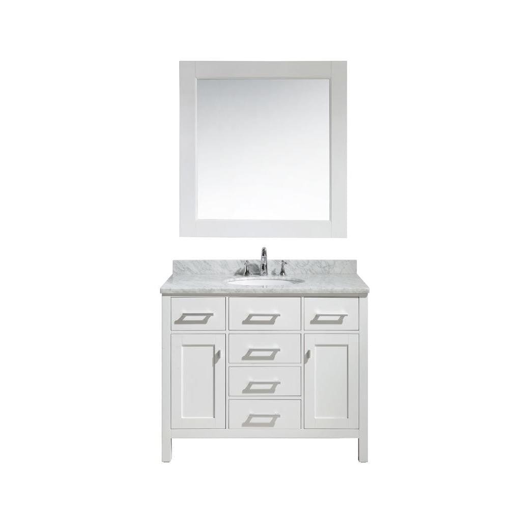 Design Element DEC076F-W | London 42" Single Sink Vanity Set in White Finish