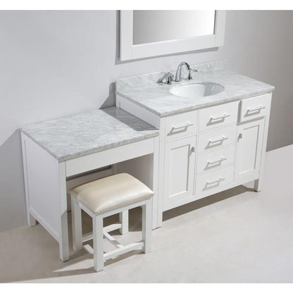 Design Element DEC076F-W_MUT-W | London Stanmark 42" Single Sink Vanity Set in White Finish with One Make-up table in White