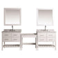 Two London 36" Single Sink Vanity Set in White with One Make-up table in White
