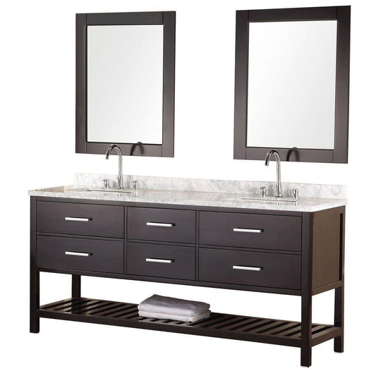 Design Element DEC077B | London 72" Double Sink Vanity Set in Espresso