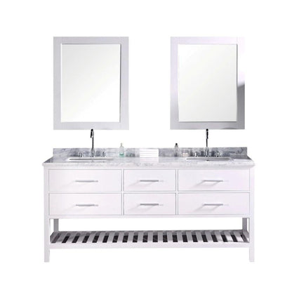 London 72" Double Sink Vanity Set in White