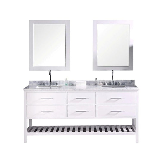 London 72" Double Sink Vanity Set in White