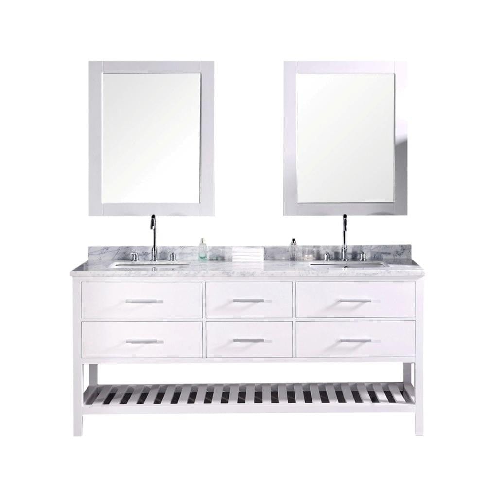London 72" Double Sink Vanity Set in White