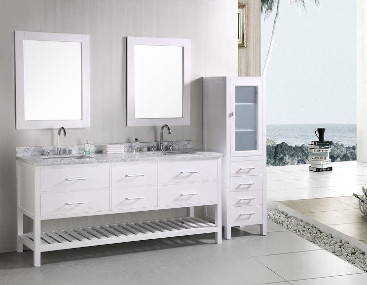 Design Element DEC077B-W | London 72" Double Sink Vanity Set in White