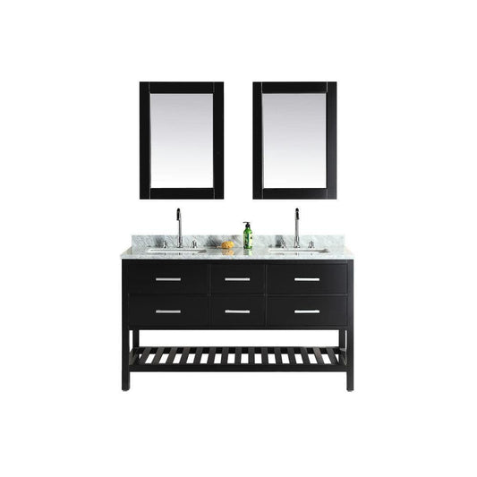 London 61" Double Sink Vanity Set in Espresso