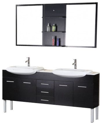 Design Element DEC078B | Belini 72" Double Sink Vanity Set in Espresso