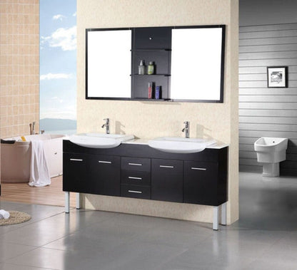 Design Element DEC078B | Belini 72" Double Sink Vanity Set in Espresso