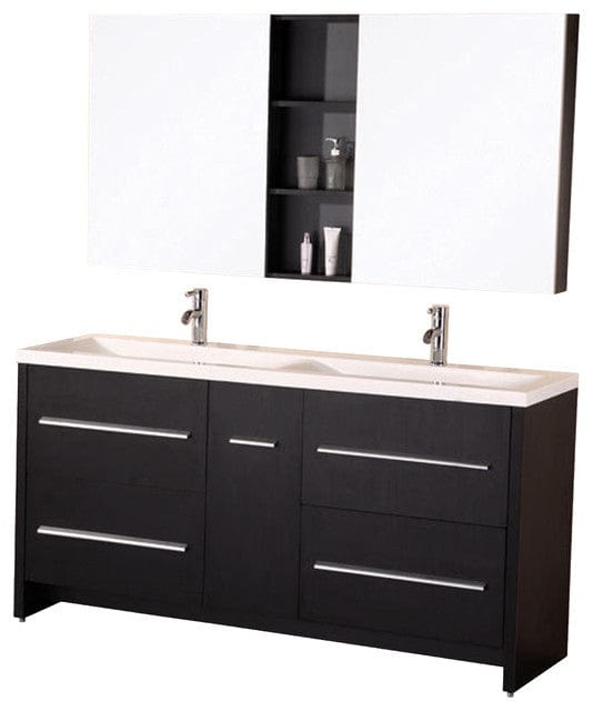 Design Element DEC079A | Perfecta 63" Double Sink Vanity Set in Espresso