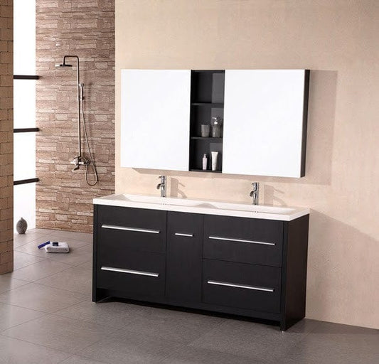 Design Element DEC079A | Perfecta 63" Double Sink Vanity Set in Espresso