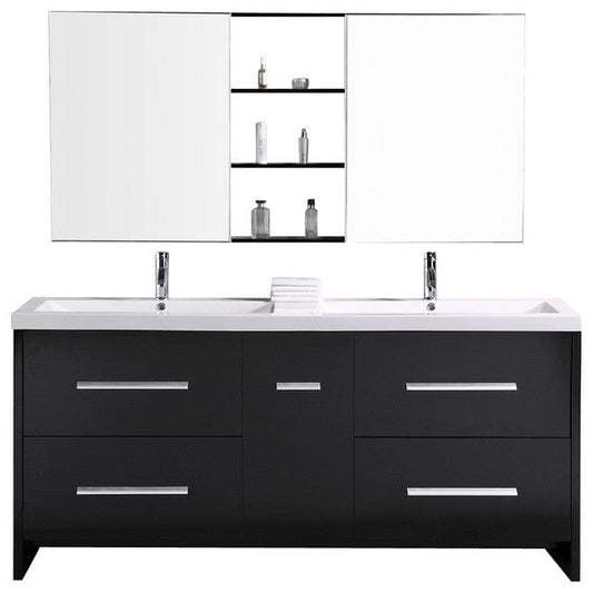 Design Element DEC079B | Perfecta 72' Double Sink Vanity Set in Espresso