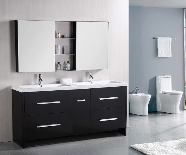 Design Element DEC079B | Perfecta 72" Double Sink Vanity Set in Espresso