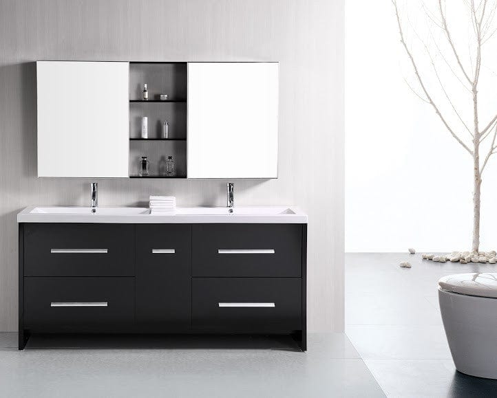 Design Element DEC079B | Perfecta 72' Double Sink Vanity Set in Espresso