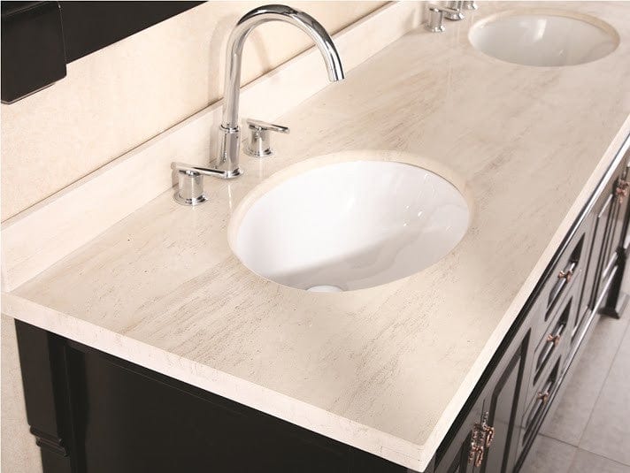 Design Element DEC081B | Marcos 72" Double Sink Vanity Set with Travertine Stone Countertop in Espresso