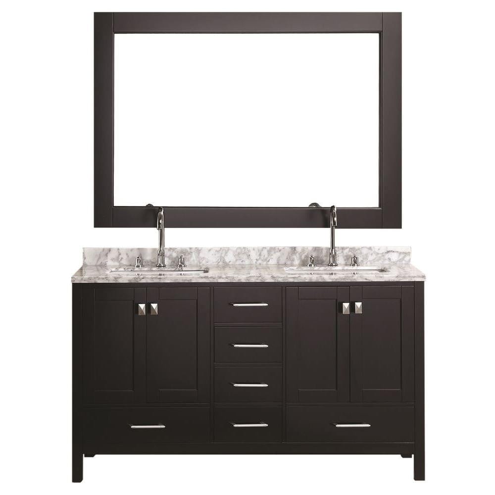 Design Element DEC082A | London 60" Double Sink Vanity Set in Espresso Finish