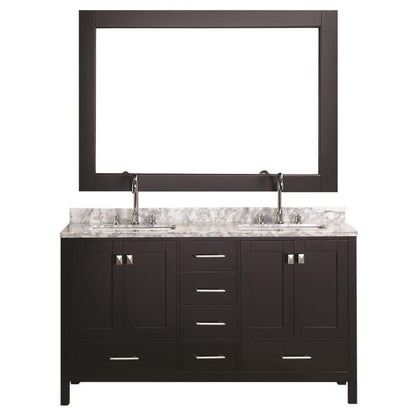 Design Element DEC082A | London 60" Double Sink Vanity Set in Espresso Finish