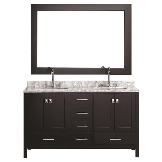 Design Element DEC082A | London 60" Double Sink Vanity Set in Espresso Finish